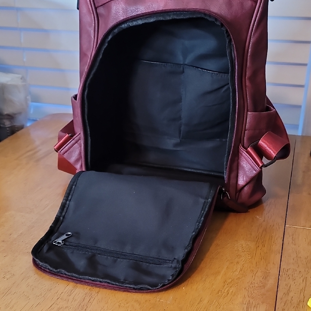 Deep Red Leather Backpack - Picture 10 of 10